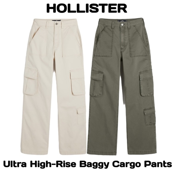Hollister Set of 2 | Ultra High-Rise Baggy 3-Pocket Cargo Pants Bundle- 2S - Picture 1 of 14